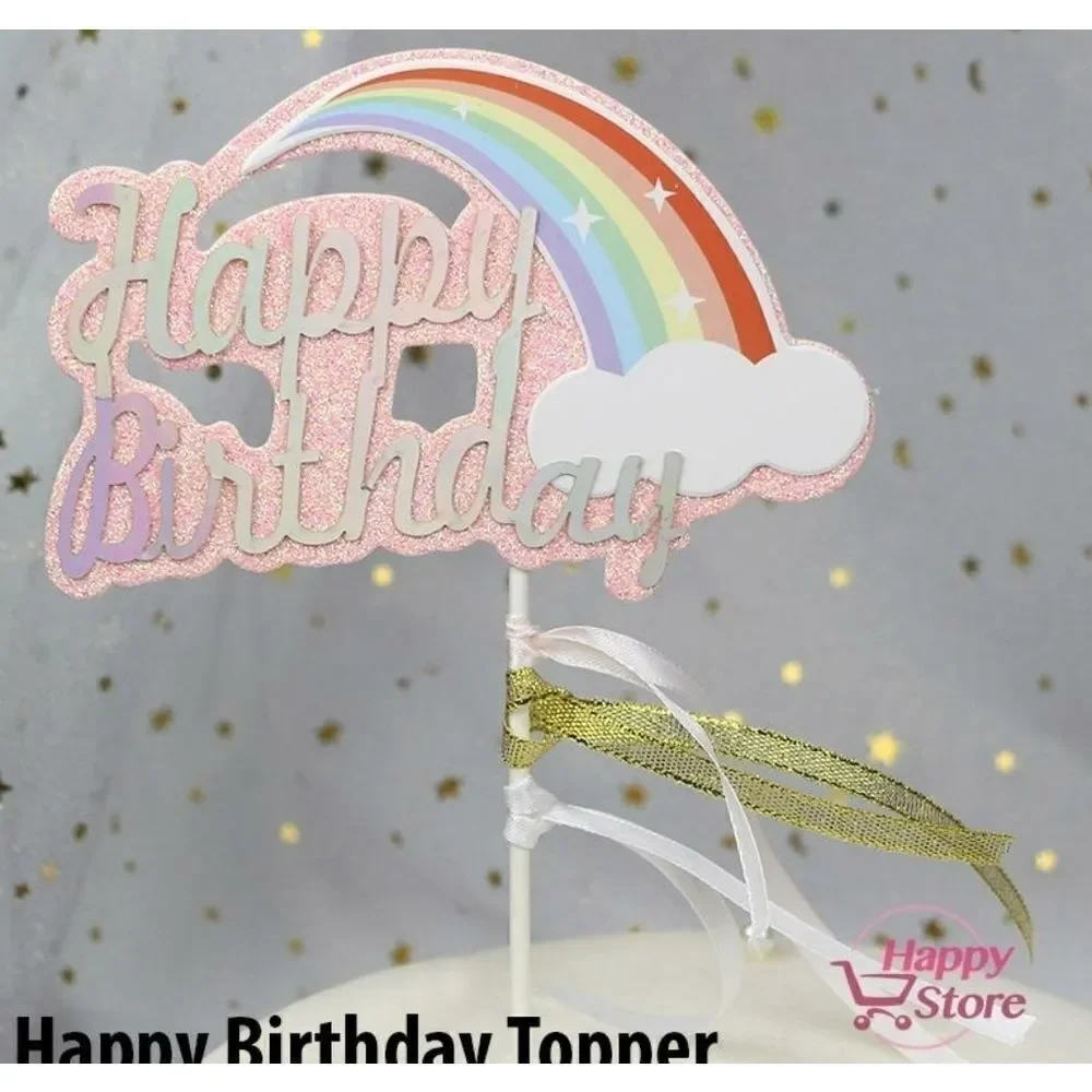 RAINBOW Cake Topper Magical Happy Birthday NWT